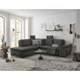 ECKSOFA in Mikrovelours Dunkelgrün  - Dunkelgrün/Schwarz, KONVENTIONELL, Kunststoff/Textil (217/265cm) - Carryhome