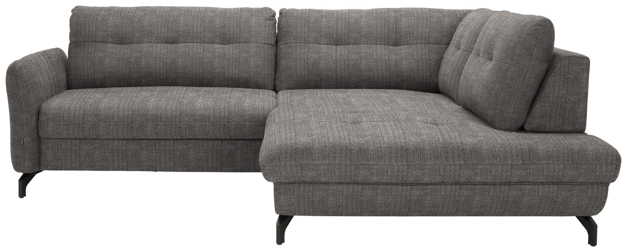 ECKSOFA in Flachgewebe, Leinenoptik Taupe  - Taupe/Schwarz, Modern, Textil/Metall (247/208cm) - Xora