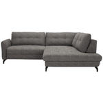 ECKSOFA in Flachgewebe, Leinenoptik Taupe  247/208 cm  - Taupe/Schwarz, MODERN, Textil/Metall (247/208cm) - Xora