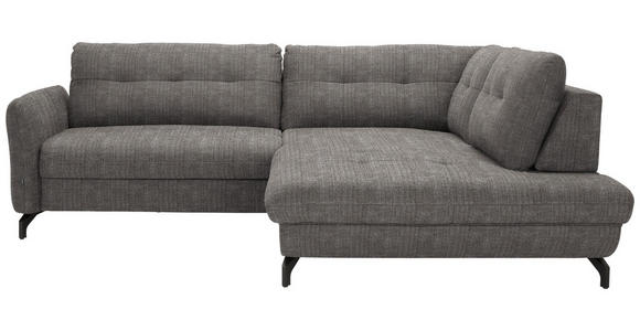 ECKSOFA in Flachgewebe, Leinenoptik Taupe 247/208 cm - Taupe/Schwarz, MODERN, Textil/Metall (247/208cm) - Xora