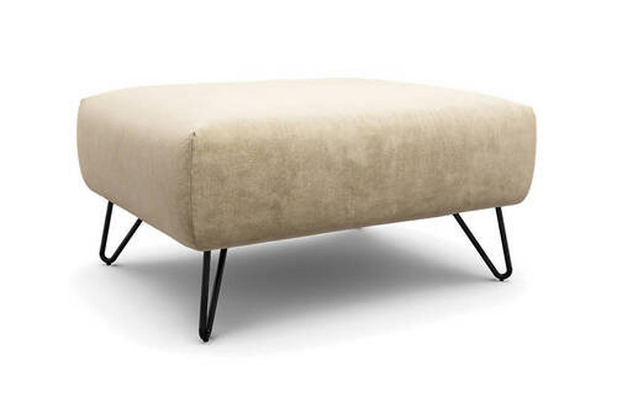 HOCKER in Textil Naturfarben  - Schwarz/Naturfarben, Design, Textil/Metall (90/70/46cm) - SENSOO