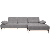 ECKSOFA  in Flachgewebe Hellgrau  314/176 cm  - Hellgrau/Schwarz, Natur, Holz/Textil (314/176cm) - Valnatura