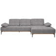 ECKSOFA  in Flachgewebe Hellgrau  314/176 cm  - Hellgrau/Schwarz, Natur, Holz/Textil (314/176cm) - Valnatura