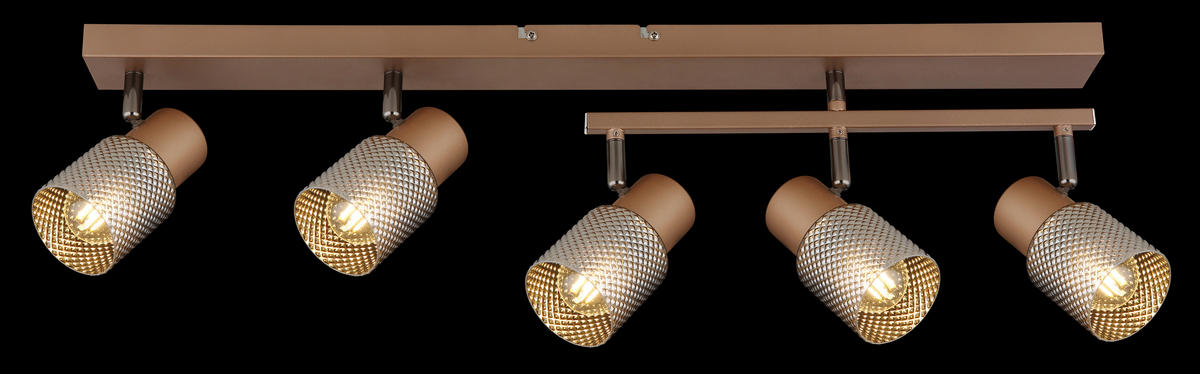 BODOVÉ SVÍTIDLO, 40 W/E14, 85/49,5/12 cm - šedá/hnědá, Lifestyle, kov/sklo (85/49,5/12cm) - Globo
