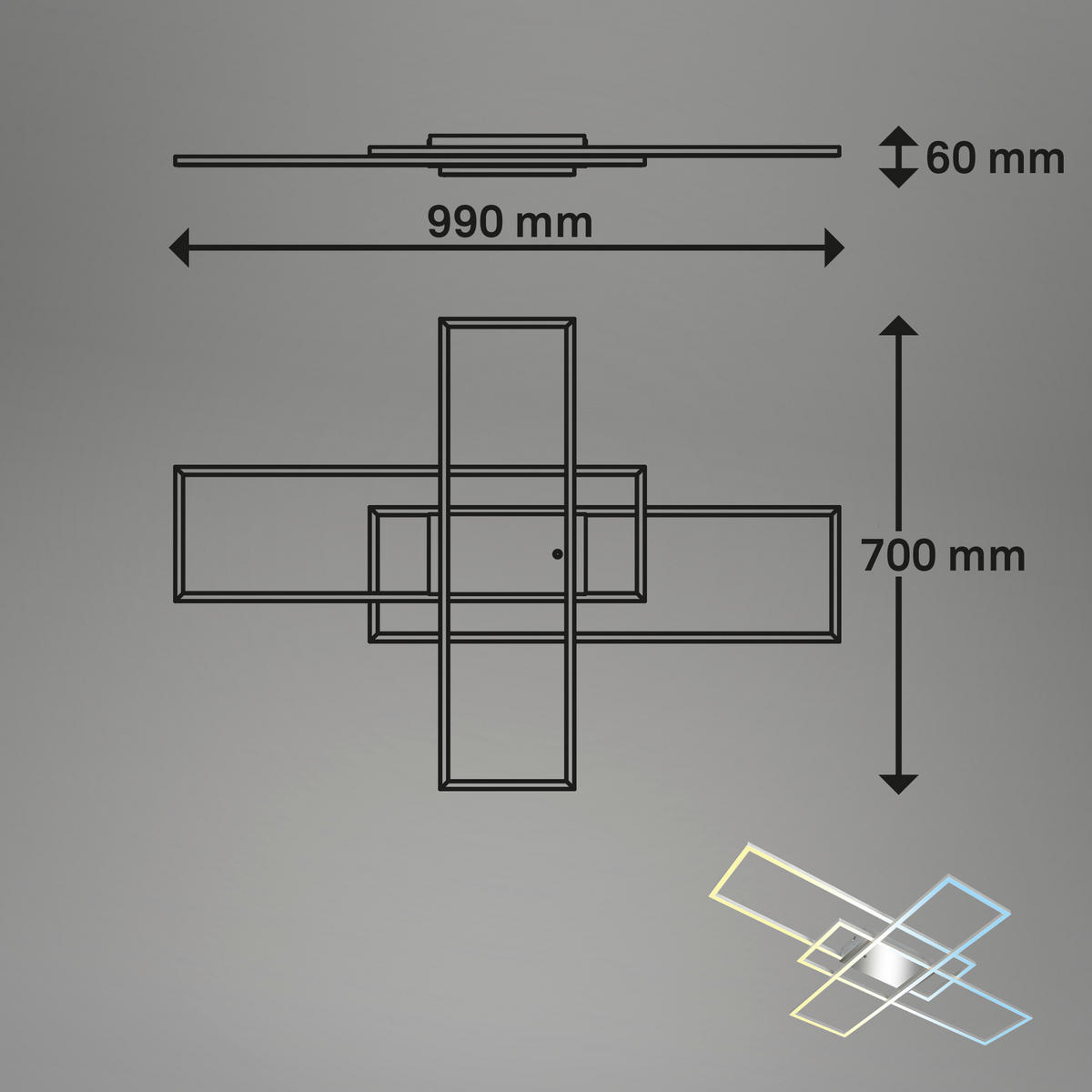 LED-DECKENLEUCHTE 104/71/55 cm   - Chromfarben, Design, Kunststoff/Metall (104/71/55cm)