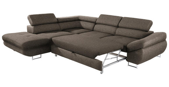 ECKSOFA in Webstoff Graubraun  - Graubraun, Design, Textil/Metall (235/280cm) - Hom`in