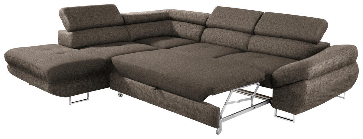 ECKSOFA in Webstoff Graubraun  - Graubraun, Design, Textil/Metall (235/280cm) - Hom`in