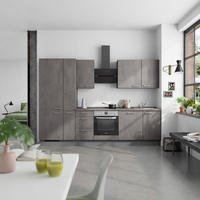KÜCHENBLOCK Riva 300 cm  in Schieferfarben  - Schieferfarben/Edelstahlfarben, MODERN, Holzwerkstoff/Metall (300cm) - Nobilia