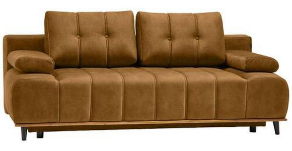 SCHLAFSOFA in Webstoff Honig  - Schwarz/Honig, Design, Holz/Textil (206/77-87/102cm) - Novel