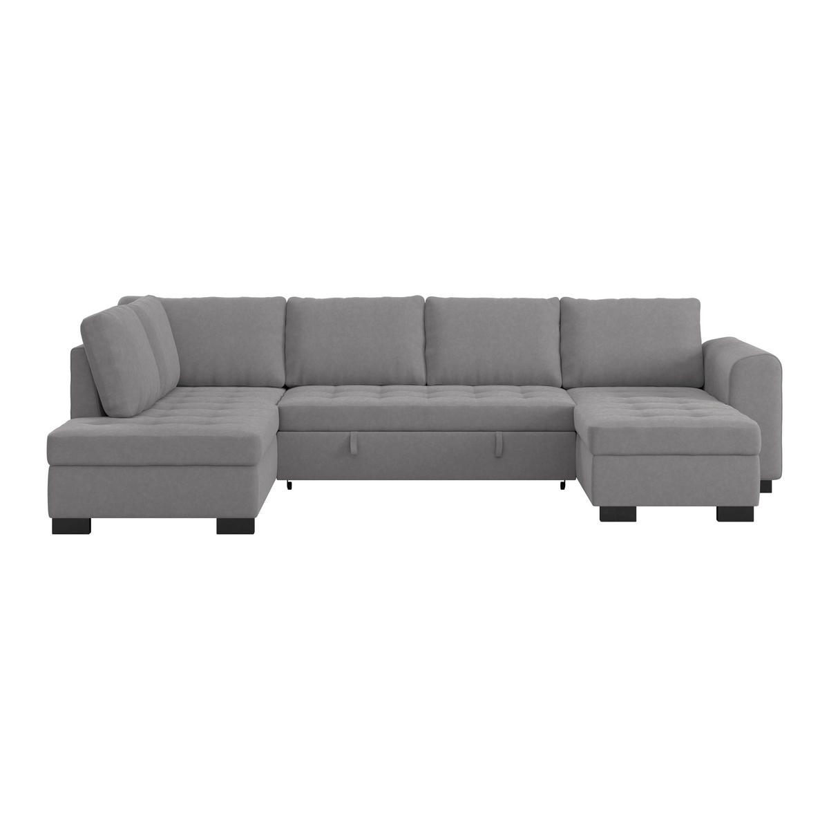 WOHNLANDSCHAFT Grau Mikrofaser  - Schwarz/Grau, MODERN, Kunststoff/Textil (178/305/155cm) - P & B