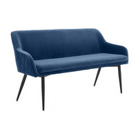 SITZBANK 160/85/61 cm Samt Blau Metall  - Blau/Schwarz, MODERN, Textil/Metall (160/85/61cm) - Livetastic