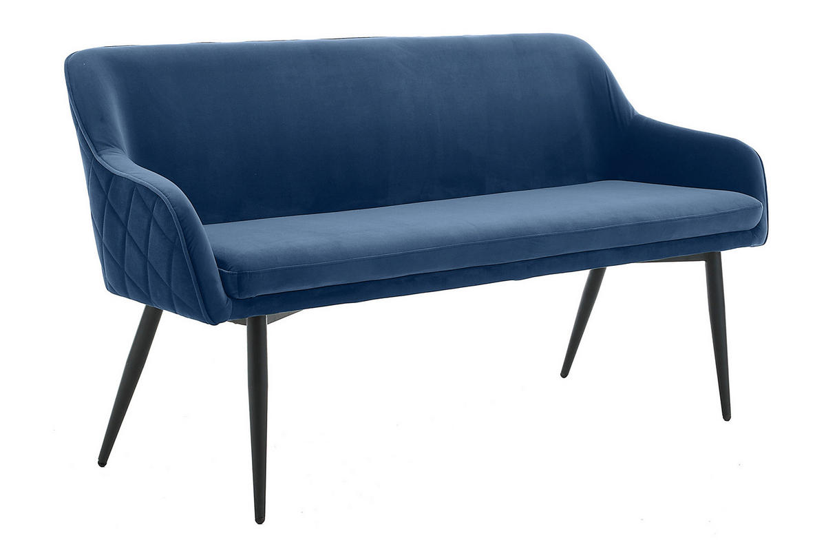 SITZBANK 160/85/61 cm Samt Blau Metall  - Blau/Schwarz, MODERN, Textil/Metall (160/85/61cm) - Livetastic