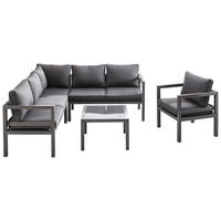 Mobilier Terasă Și Lounge 18 piese  182/182 cm   - gri închis, Design, sticlă/metal (182/182cm) - Ambia Garden