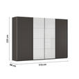 SCHWEBETÜRENSCHRANK 316/235/68 cm 4-türig Graphitfarben, Weiß  - Chromfarben/Graphitfarben, KONVENTIONELL, Glas/Holzwerkstoff (316/235/68cm) - Novel