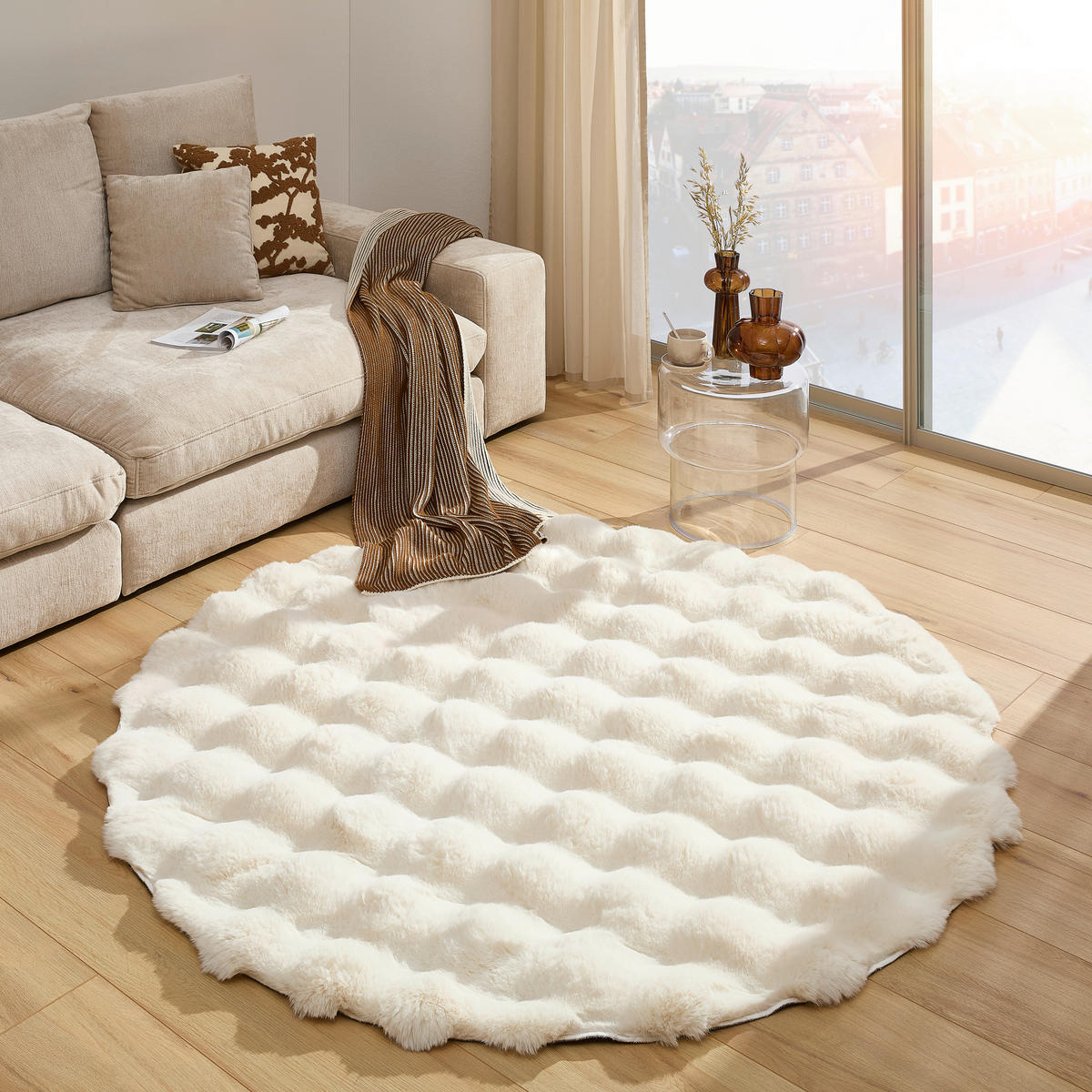 HOCHFLORTEPPICH 160 cm Weiß  - Weiß, Basics, Textil (160cm) - Novel