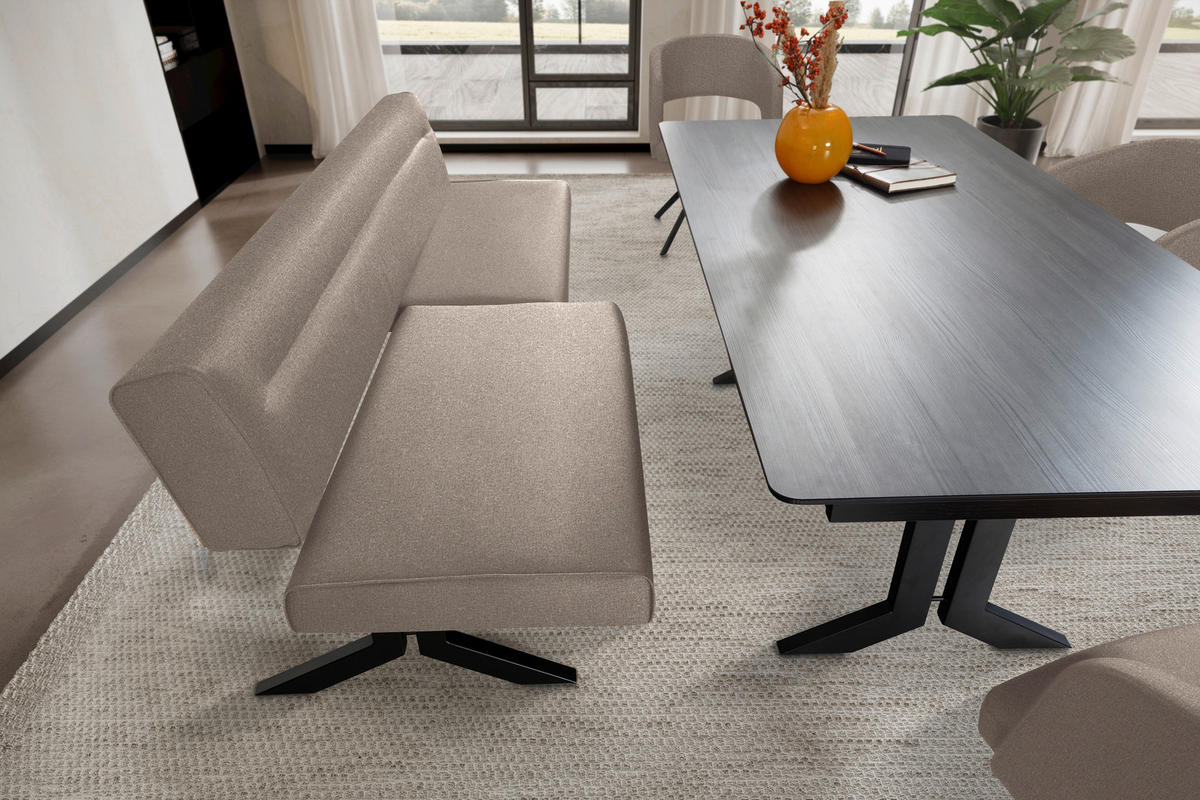 SITZBANK in Metall, Textil Hellbraun, Cappuccino  - Hellbraun/Schwarz, Konventionell, Textil/Metall (220/87/70-86cm) - Moderano