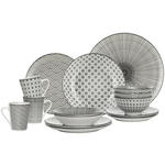 KOMBISERVICE Tokyo 30-teilig  - Schwarz/Weiß, Trend, Keramik - Novel