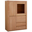 HIGHBOARD  99/140/38 cm 3 Schublade(n)  - Kernbuche/Grau, KONVENTIONELL, Glas/Holz (99/140/38cm) - Voleo