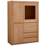 HIGHBOARD  99/140/38 cm 3 Schublade(n)  - Kernbuche/Grau, KONVENTIONELL, Glas/Holz (99/140/38cm) - Voleo
