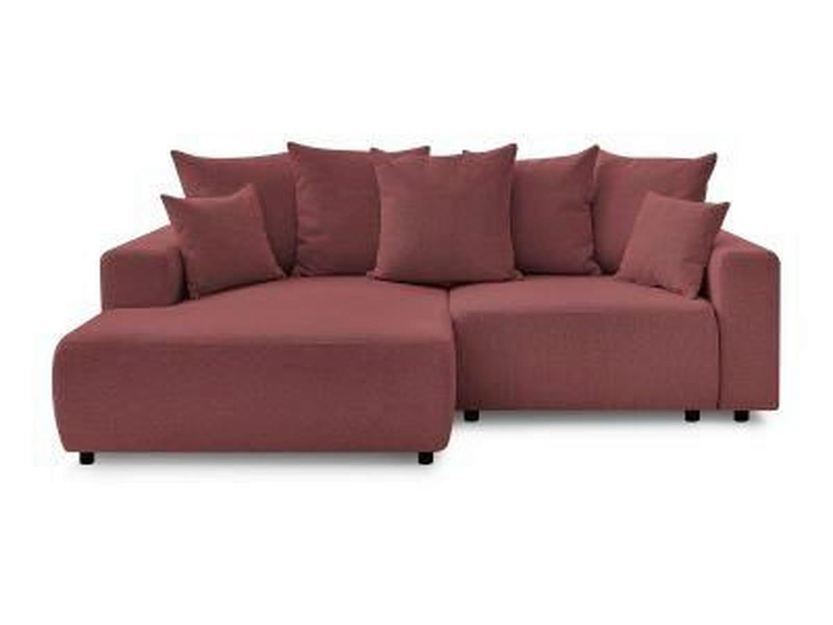 ECKSOFA Ottomane links  ATILLA Rot Flachgewebe  - Rot/Schwarz, MODERN, Kunststoff/Textil (149/244cm)