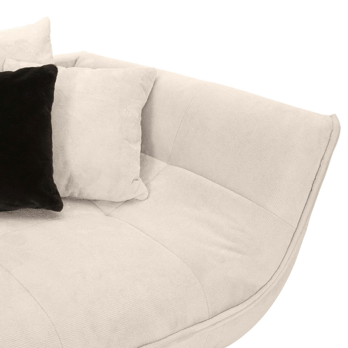 BIGSOFA Flachgewebe Creme, Schwarz, Weiss  - Weiss/Dunkelbraun, Design, Textil/Metall (275/80/123cm) - Stylife
