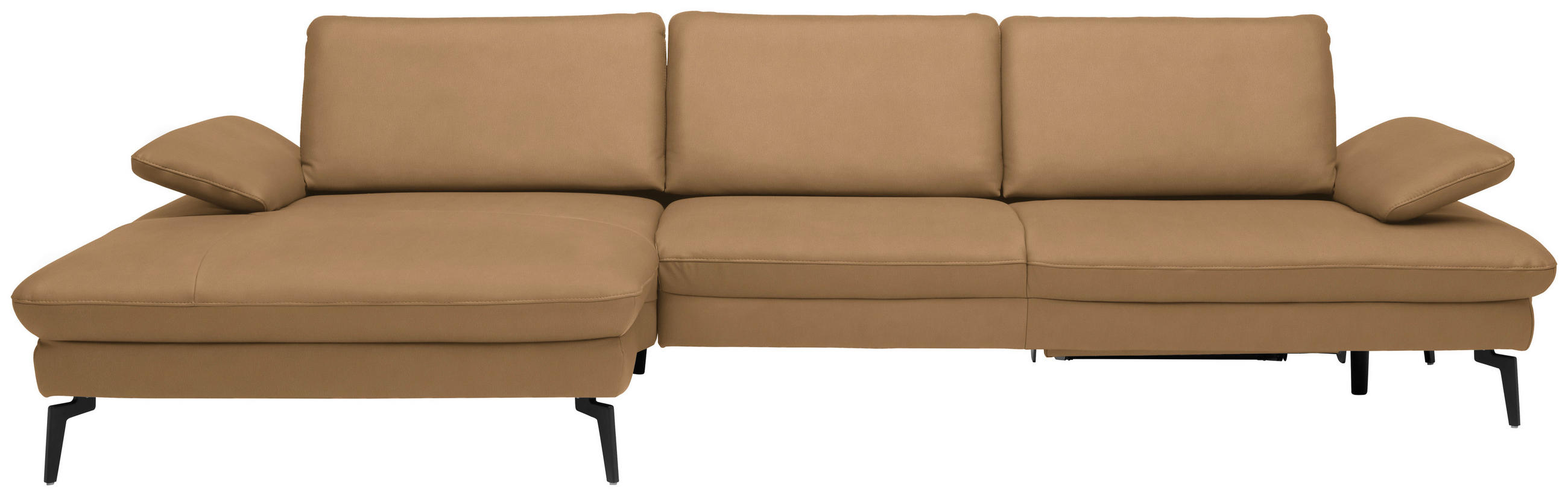 ECKSOFA in Echtleder Honig  - Schwarz/Honig, Design, Leder/Metall (157/325cm) - Dieter Knoll