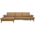 ECKSOFA in Echtleder Honig  - Schwarz/Honig, Design, Leder/Metall (157/325cm) - Dieter Knoll