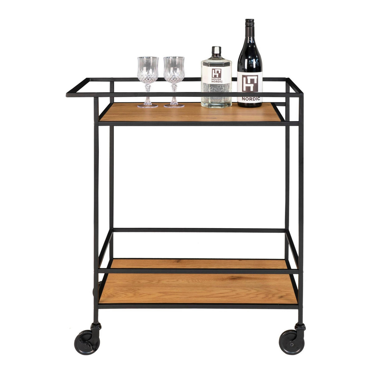 SERVERINGSVAGN i svart, ljusbrun  - ljusbrun/svart, Basics, metall/trämaterial (40/79/68cm) - Ambia Home