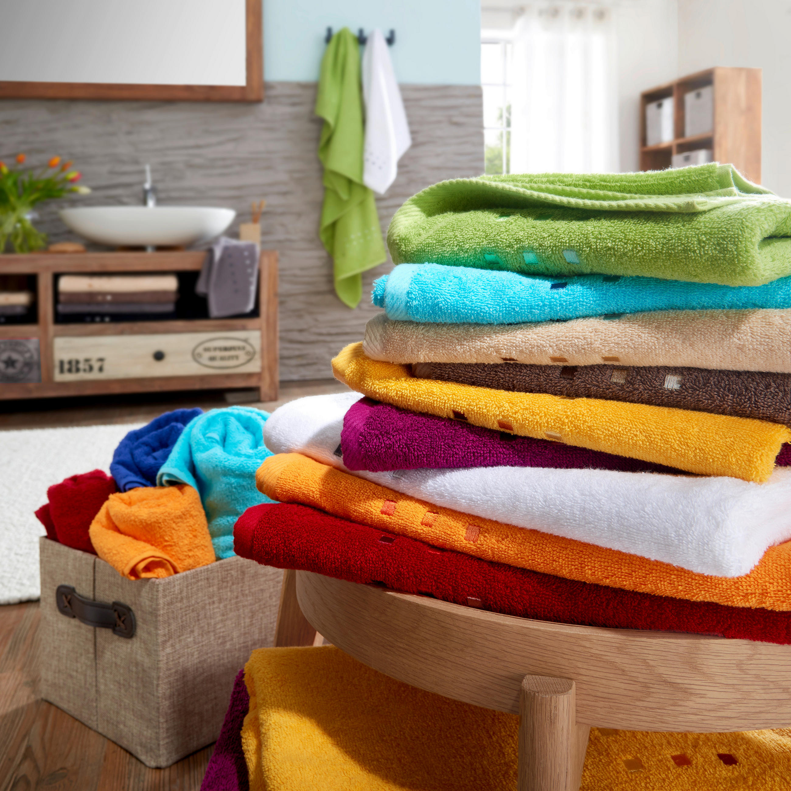 HANDDUK Quattro grön  - grön, Klassisk, textil (50/100cm) - Best Price