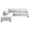 ECKSOFA in Echtleder Hellgrau  - Eichefarben/Hellgrau, Design, Leder/Holz (235/259cm) - Valdera