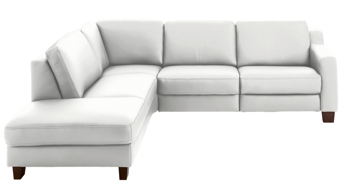 ECKSOFA in Echtleder Hellgrau  - Eichefarben/Hellgrau, Design, Leder/Holz (235/259cm) - Valdera