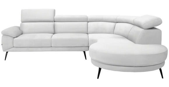 ECKSOFA Weiß Velours - Schwarz/Weiß, Design, Textil/Metall (299/264cm) - Novel