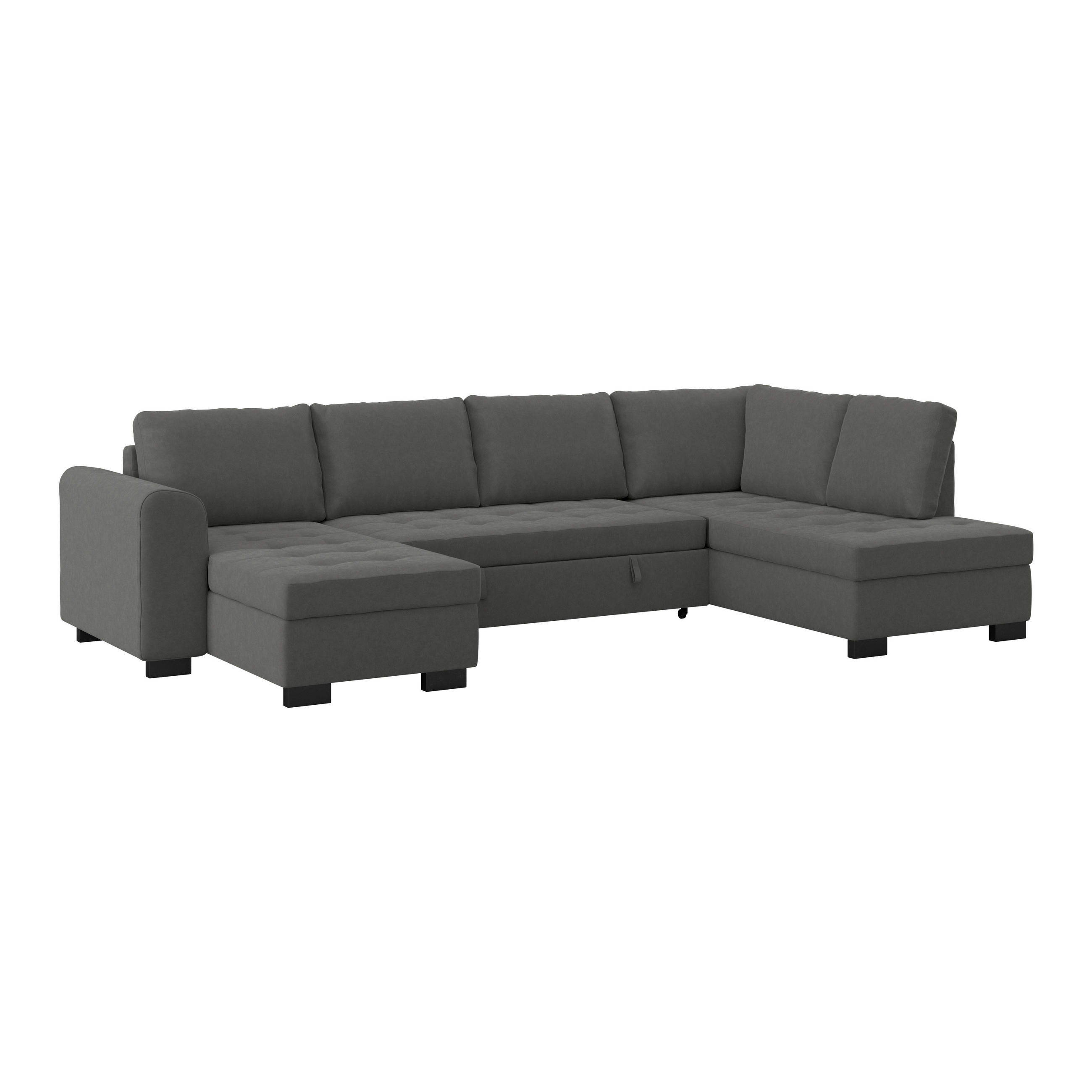 WOHNLANDSCHAFT Anthrazit Mikrofaser  - Anthrazit/Schwarz, MODERN, Kunststoff/Textil (155/305/178cm) - P & B
