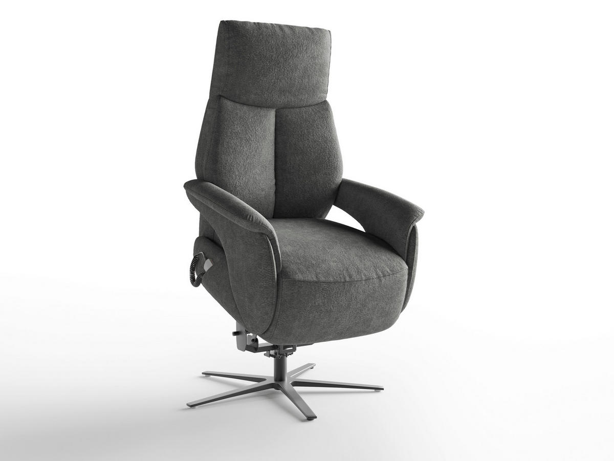 RELAXSESSEL Textil Dunkelgrau  - Dunkelgrau/Schwarz, Basics, Textil/Metall (75/110/85cm) - Sit & More