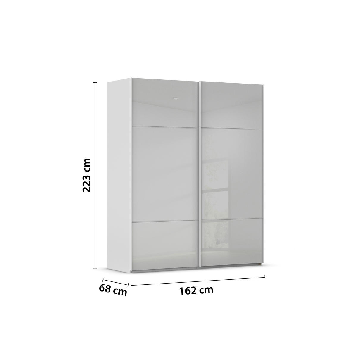 SCHWEBETÜRENSCHRANK in Grau  - Grau, Konventionell, Glas/Holzwerkstoff (162/223/68cm) - Novel