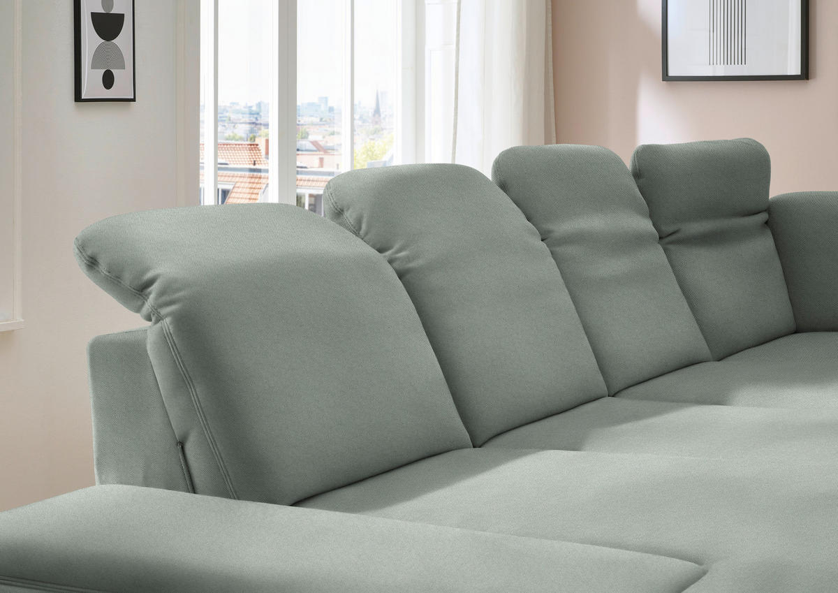 WOHNLANDSCHAFT Chenille Hellgrau  - Hellgrau/Schwarz, Design, Textil/Metall (198/364/255cm) - Beldomo Style