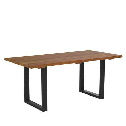 KERTI ASZTAL 180/90/75 cm   - fekete/tíkfa, Natur, fa/fém (180/90/75cm) - Ambia Garden