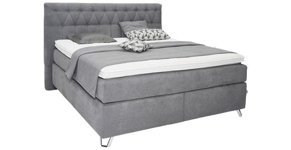 BOXSPRINGBETT 200/200 cm in Grau - Grau, KONVENTIONELL, Textil/Metall (200/200cm) - Ambiente
