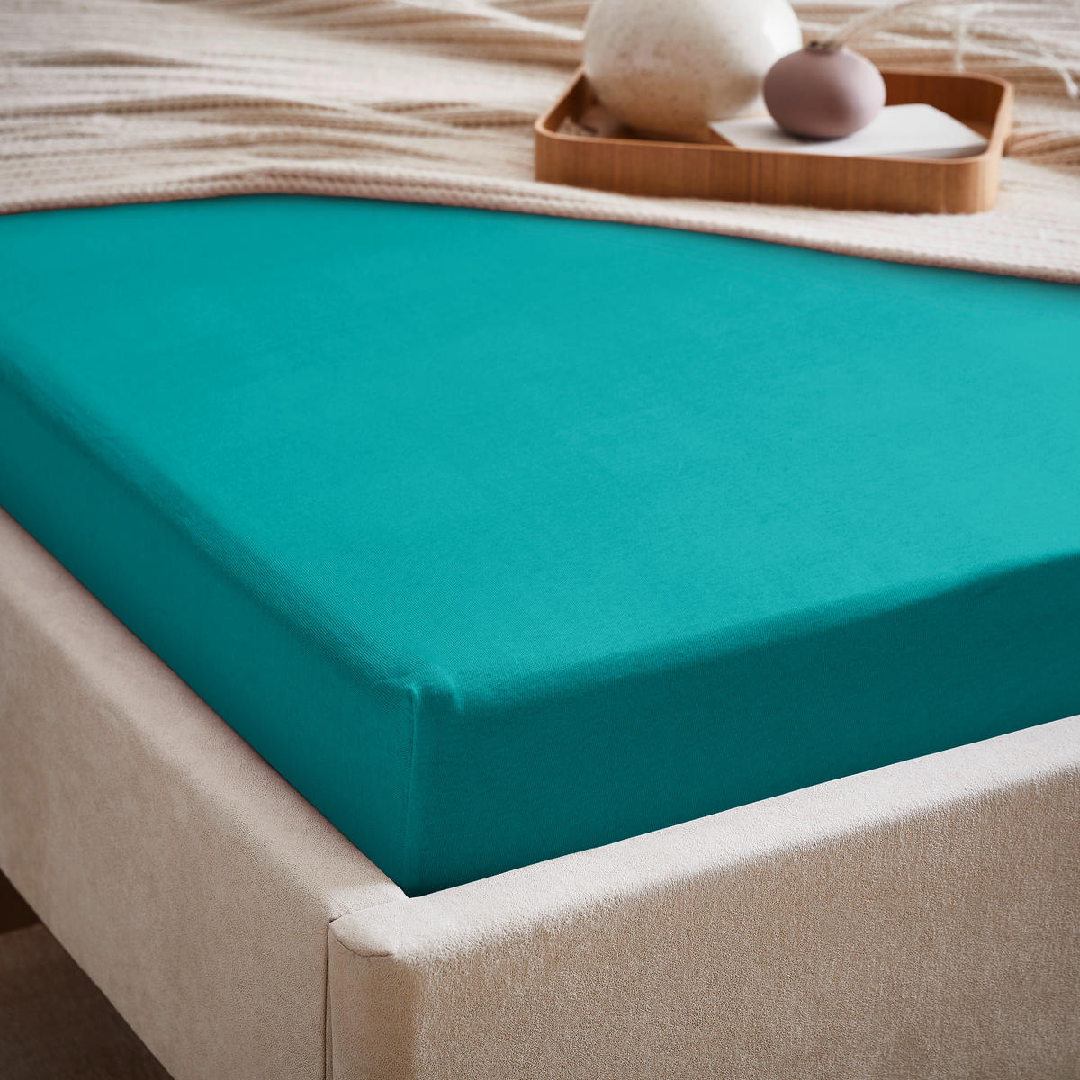 SPANNLEINTUCH 150/200 cm Jersey  - Petrol, Basics, Textil (150/200cm) - Esposa