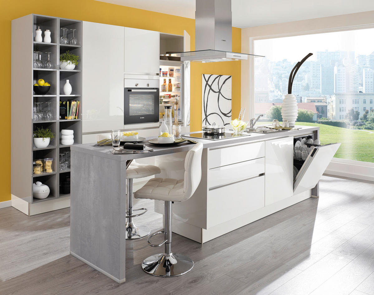 KUHINJA PO MERI - siva/bela, Design, leseni material - Moderano