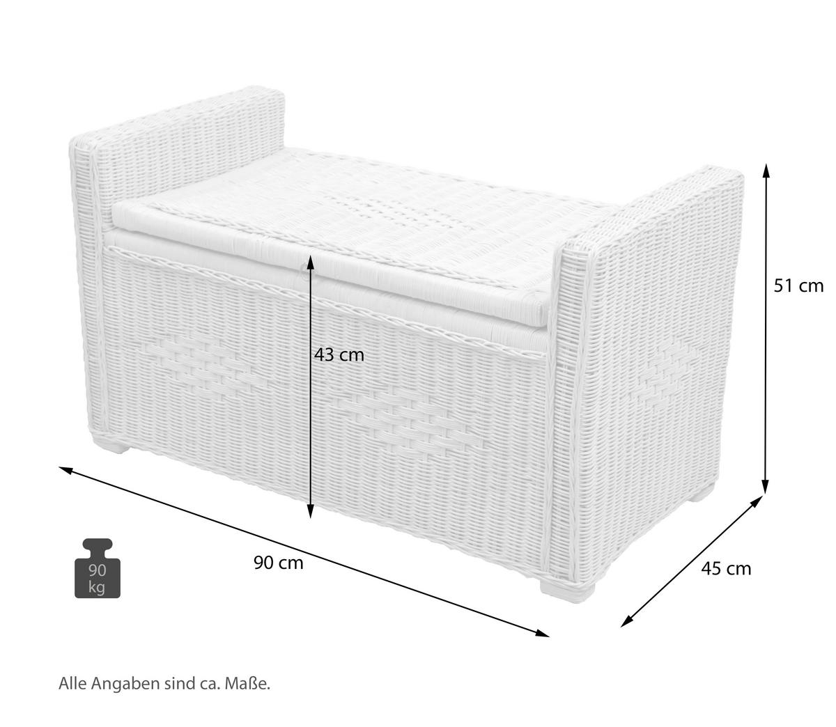 SITZBANK Grau Rattan  - Grau, KONVENTIONELL, Holz (45/90/51cm) - MID.YOU