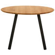 ESSTISCH 110/110/75 cm Echtholz  Holz rund Eichefarben  - Eichefarben/Schwarz, Design, Holz/Metall (110/110/75cm) - Linea Natura