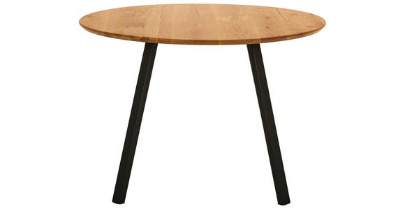ESSTISCH 110/110/75 cm Echtholz  Holz rund Eichefarben  - Eichefarben/Schwarz, Design, Holz/Metall (110/110/75cm) - Linea Natura