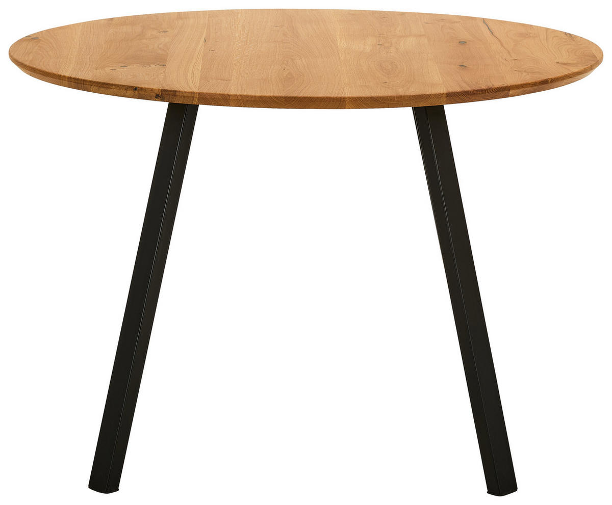ESSTISCH 110/110/75 cm Echtholz  Holz rund Eichefarben  - Eichefarben/Schwarz, Design, Holz/Metall (110/110/75cm) - Linea Natura