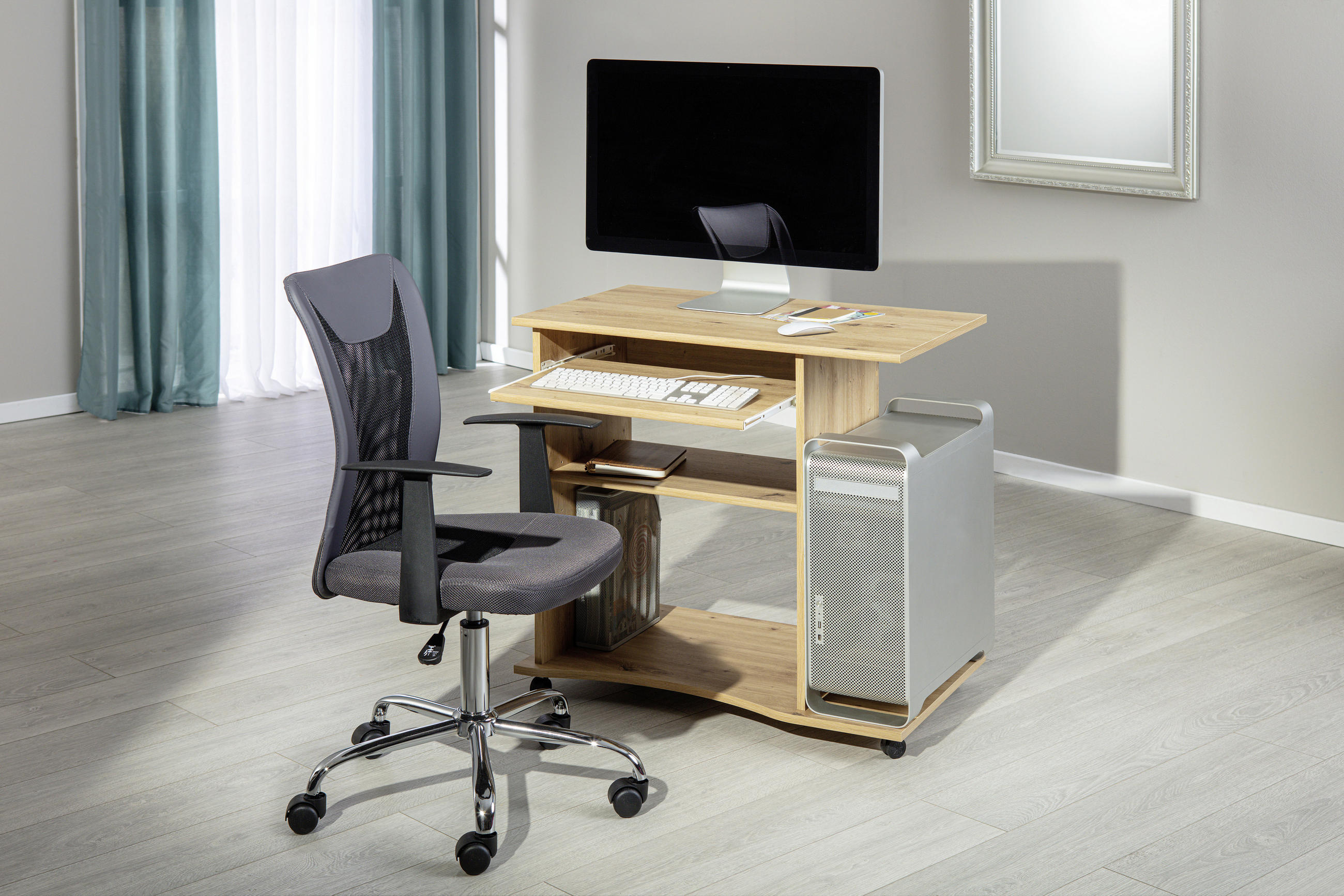 DATORBORD 80/50/75 cm  i ekfärgad  - ekfärgad, Klassisk, trämaterial/plast (80/50/75cm) - MID.YOU