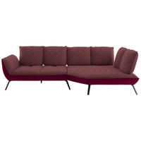 ECKSOFA Rot Flachgewebe Nierenkissen, Rücken echt, Sitztiefenverstellung  - Rot/Schwarz, Design, Textil/Metall (320/169cm) - Moderano