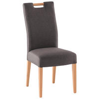 STUHL in Holz, Textil Buchefarben, Dunkelgrau  - Dunkelgrau/Buchefarben, KONVENTIONELL, Holz/Textil (47/100/64cm) - Cantus