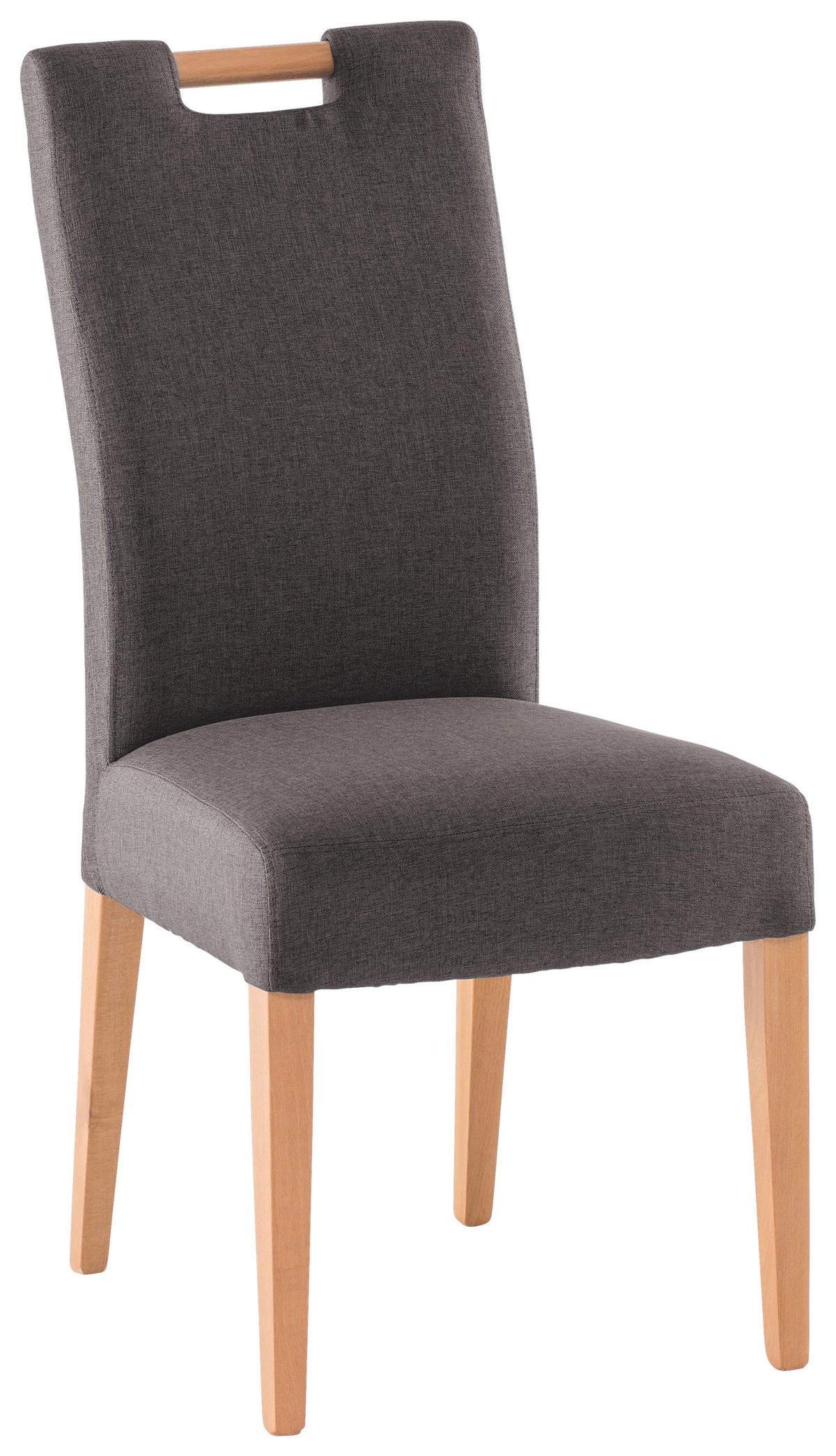 STUHL in Holz, Textil Buchefarben, Dunkelgrau  - Dunkelgrau/Buchefarben, KONVENTIONELL, Holz/Textil (47/100/64cm) - Cantus