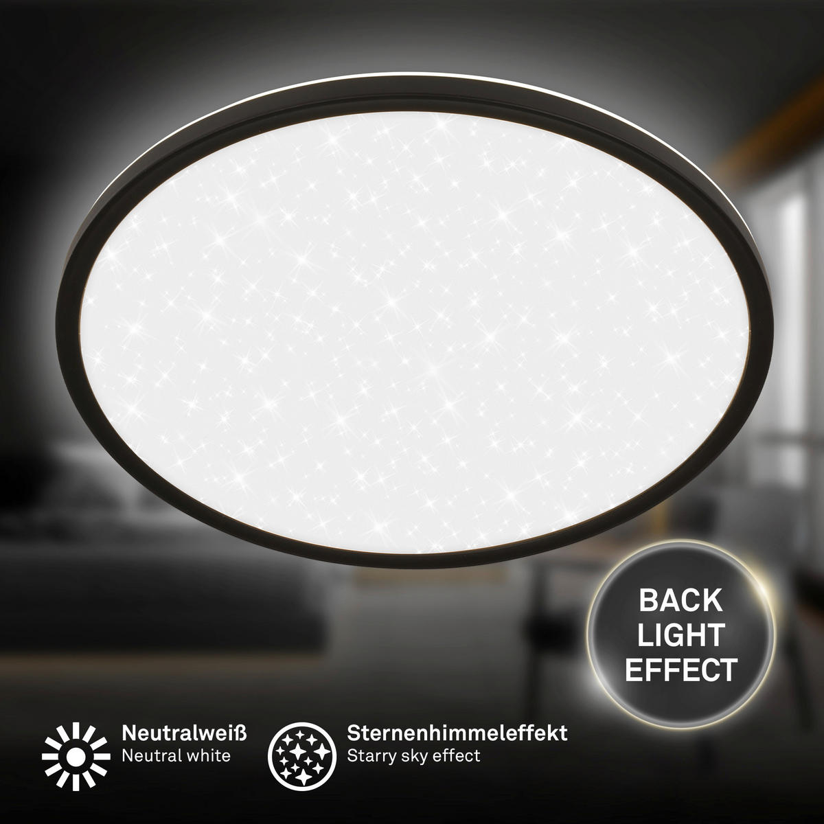 LED-PANEEL  - Schwarz, Basics, Kunststoff (37,5/4,5cm)