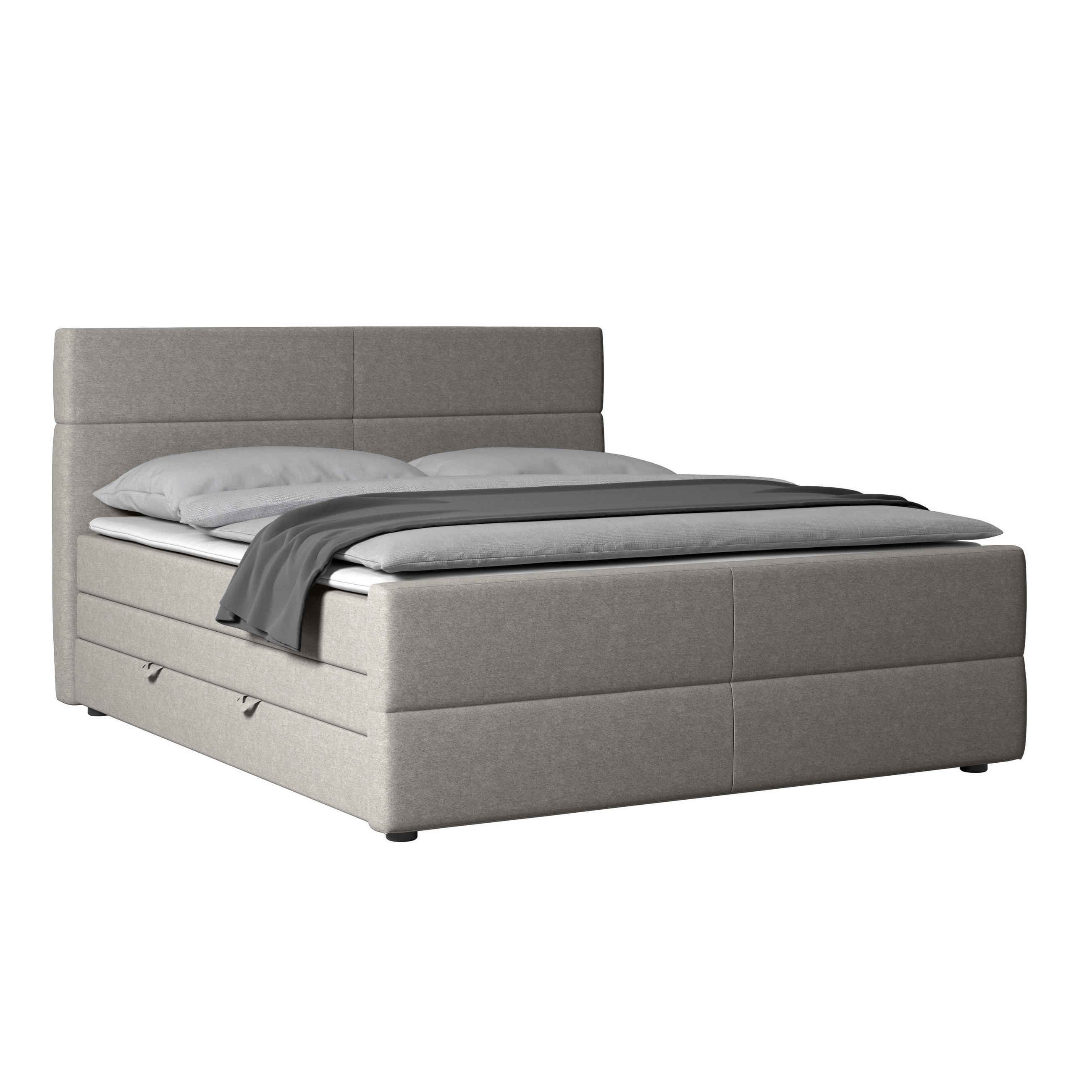POSTELJA BOXSPRING 180 cm   x 200 cm  , kovina, umetna masa, tekstil, karton, leseni material srebrne barve  - srebrne barve/črna, Moderno, kovina/umetna masa (180/200cm) - MID.YOU